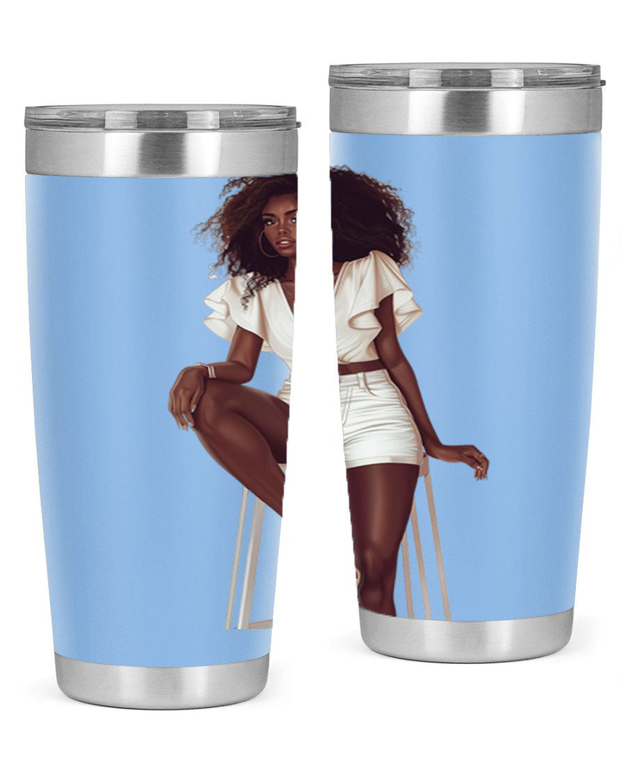 Fashion girl wearing a stylish white cotton tank top, showcasing a trendy and casual summer look.