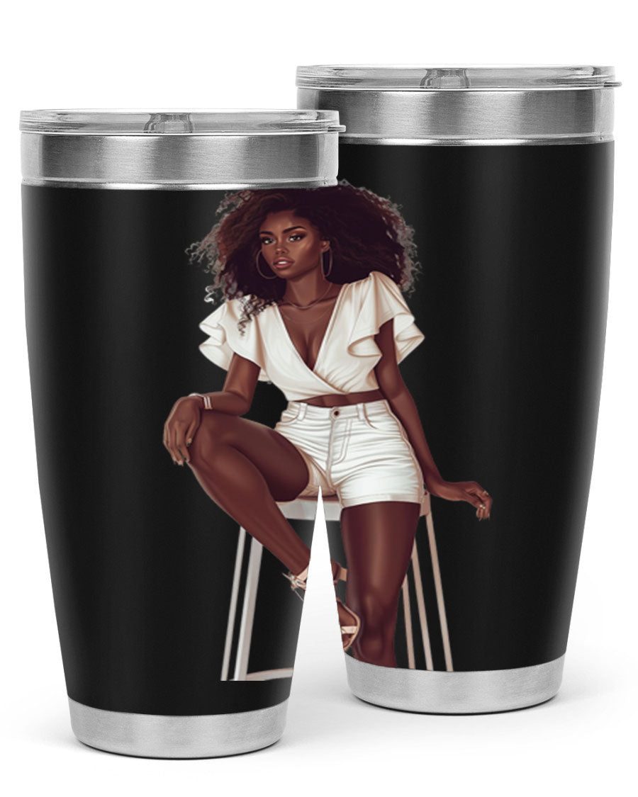 Fashion girl wearing a stylish white cotton tank top, showcasing a trendy and casual summer look.