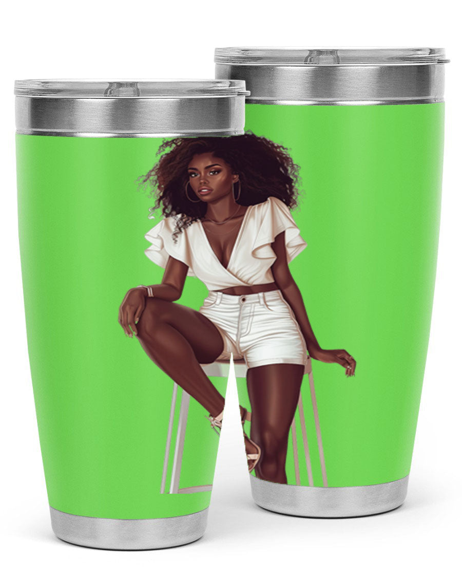 Fashion girl wearing a stylish white cotton tank top, showcasing a trendy and casual summer look.