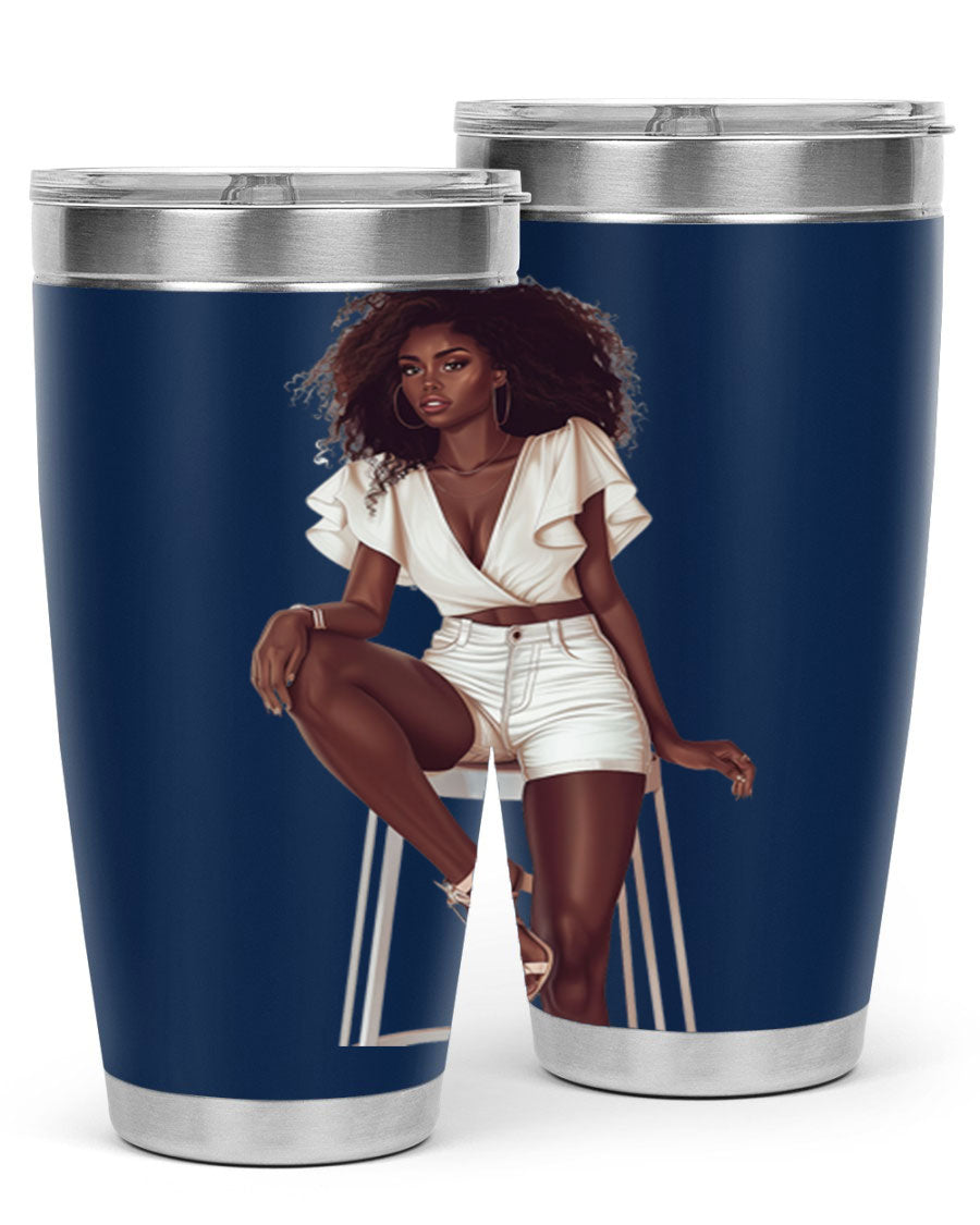 Fashion girl wearing a stylish white cotton tank top, showcasing a trendy and casual summer look.