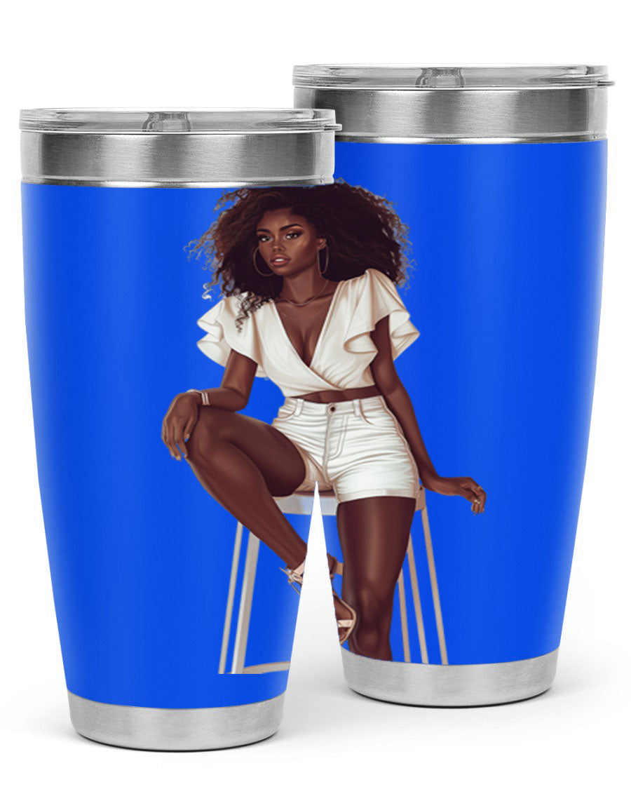 Fashion girl wearing a stylish white cotton tank top, showcasing a trendy and casual summer look.