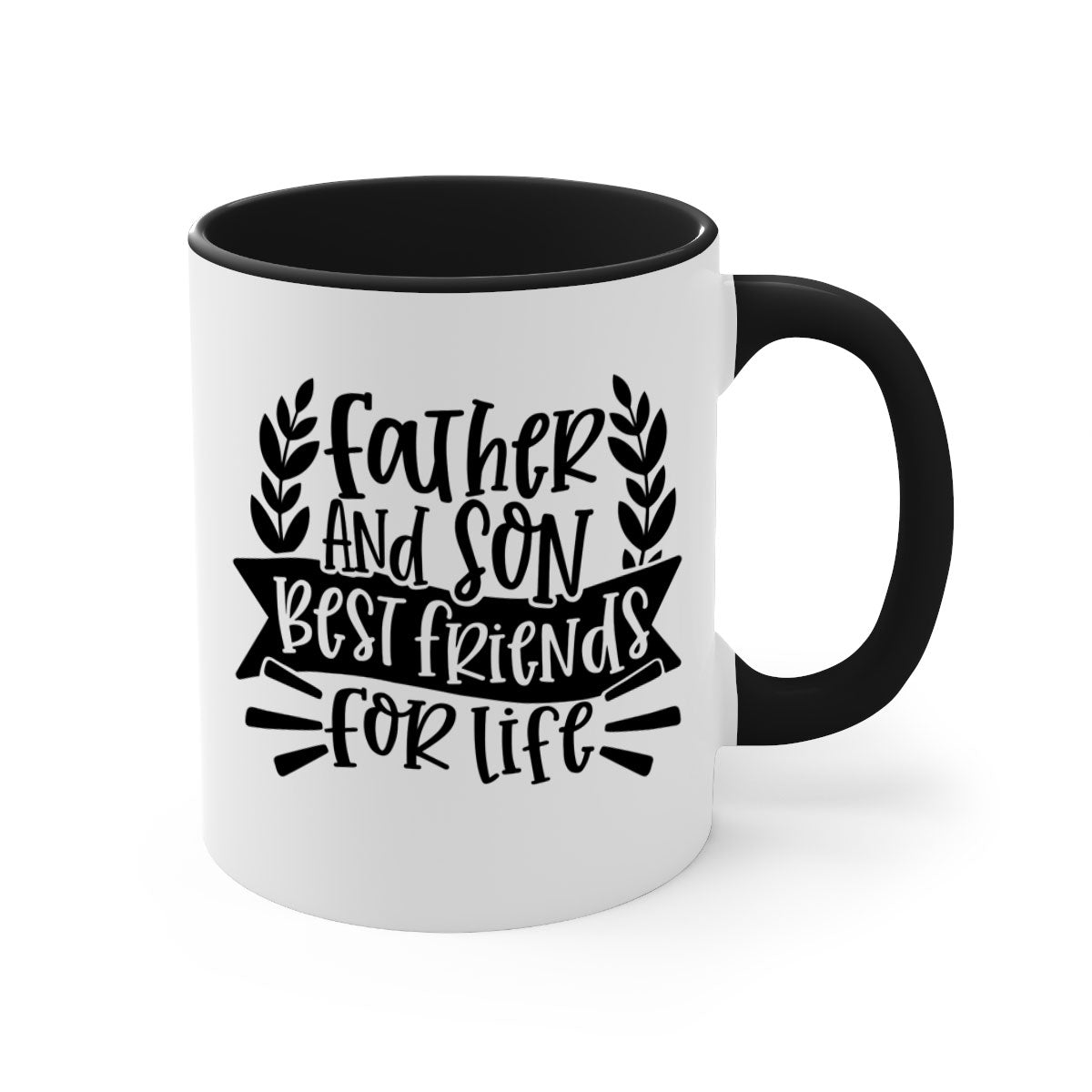 Father and Son Best Friends Mug with two-tone design and colored handle, perfect for coffee or tea.