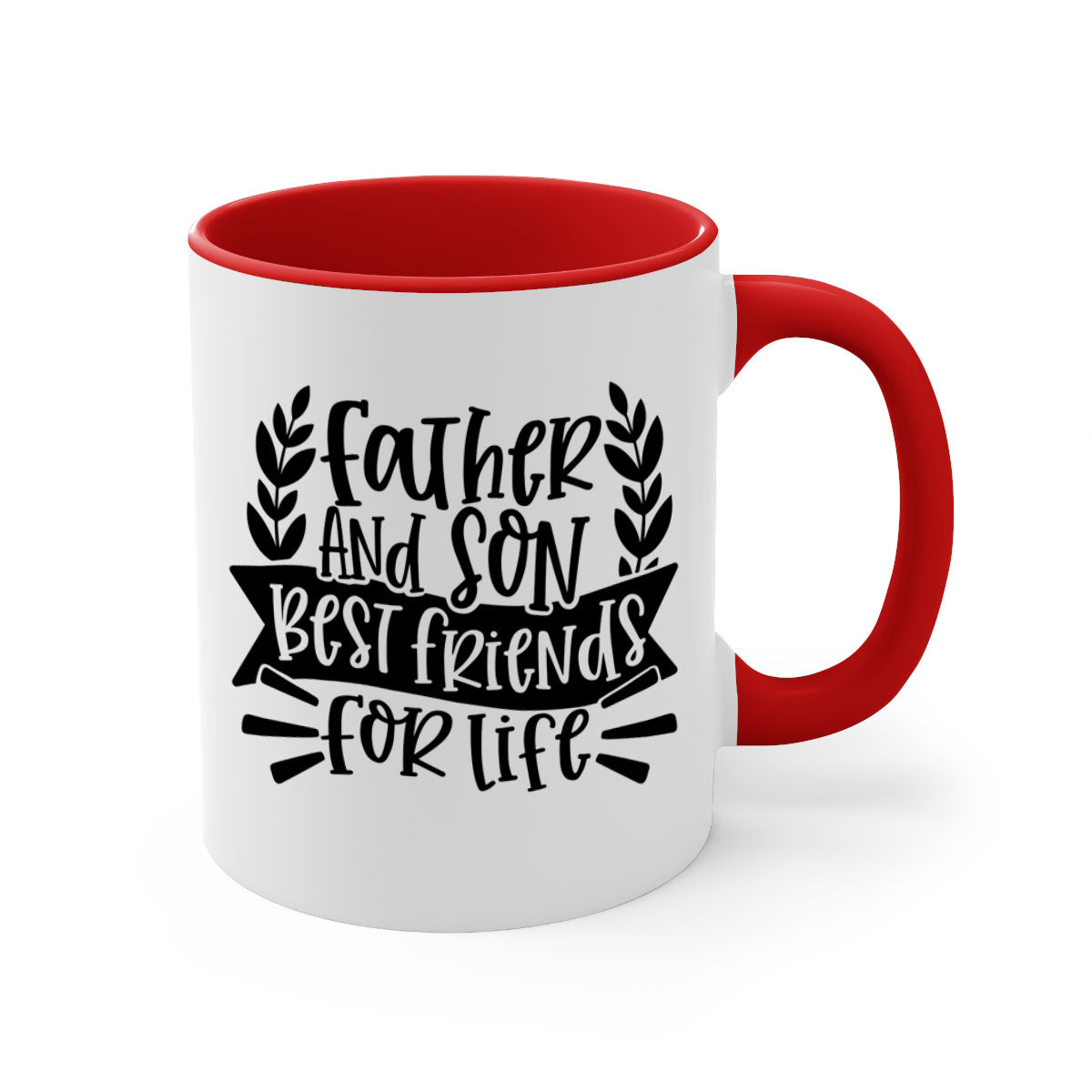 Father and Son Best Friends Mug with two-tone design and colored handle, perfect for coffee or tea.