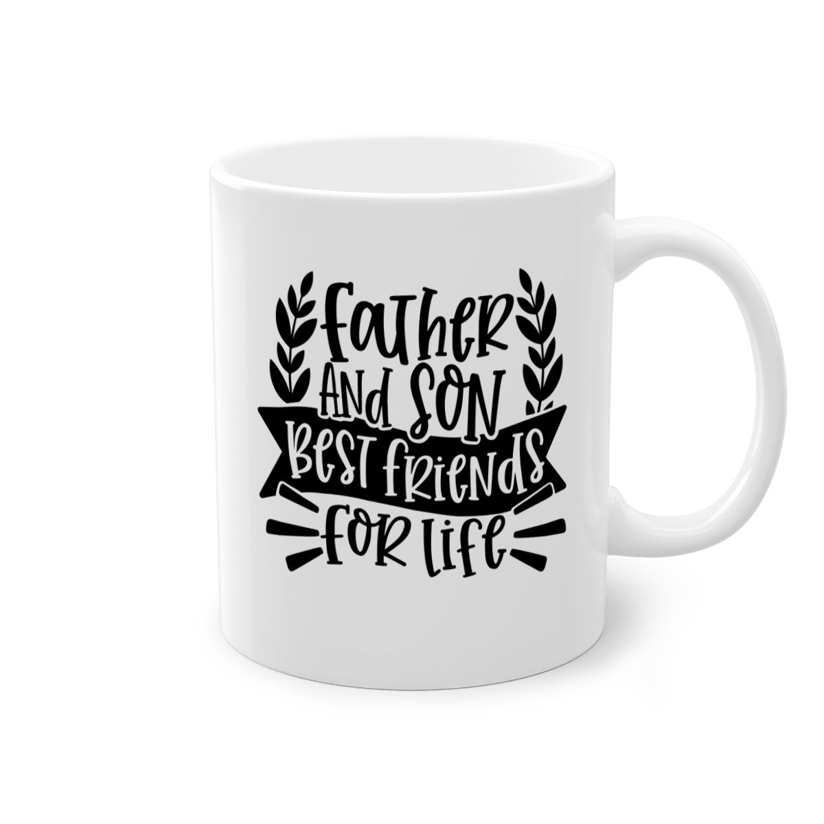 Father and Son Best Friends Mug with two-tone design and colored handle, perfect for coffee or tea.