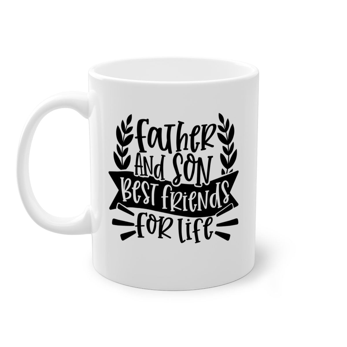 Father and Son Best Friends Mug with two-tone design and colored handle, perfect for coffee or tea.