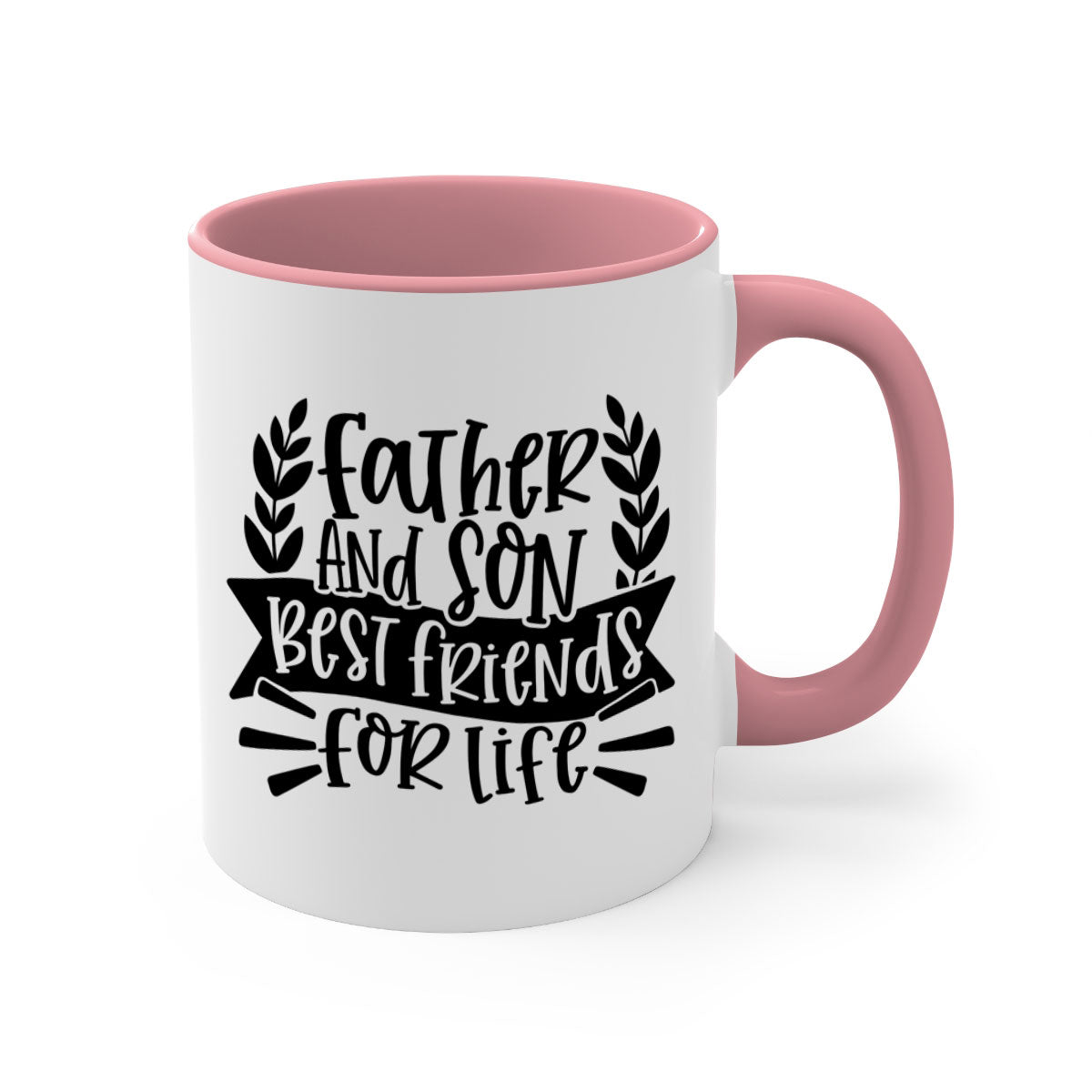 Father and Son Best Friends Mug with two-tone design and colored handle, perfect for coffee or tea.