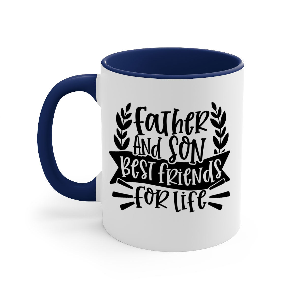 Father and Son Best Friends Mug with two-tone design and colored handle, perfect for coffee or tea.