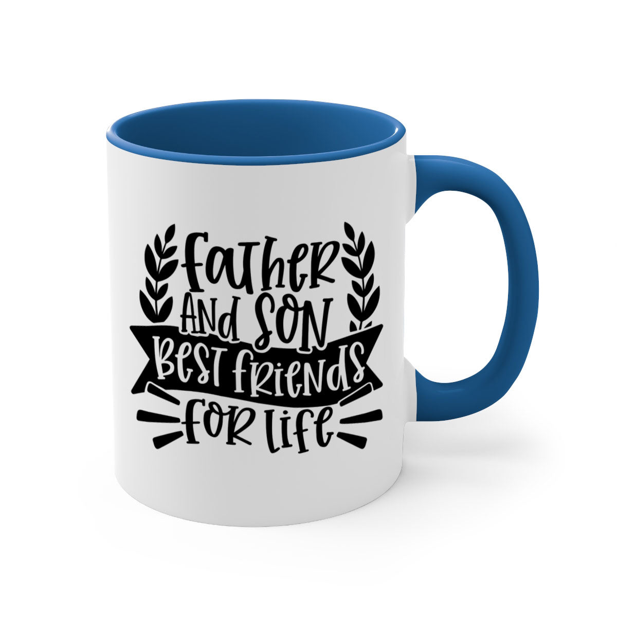 Father and Son Best Friends Mug with two-tone design and colored handle, perfect for coffee or tea.