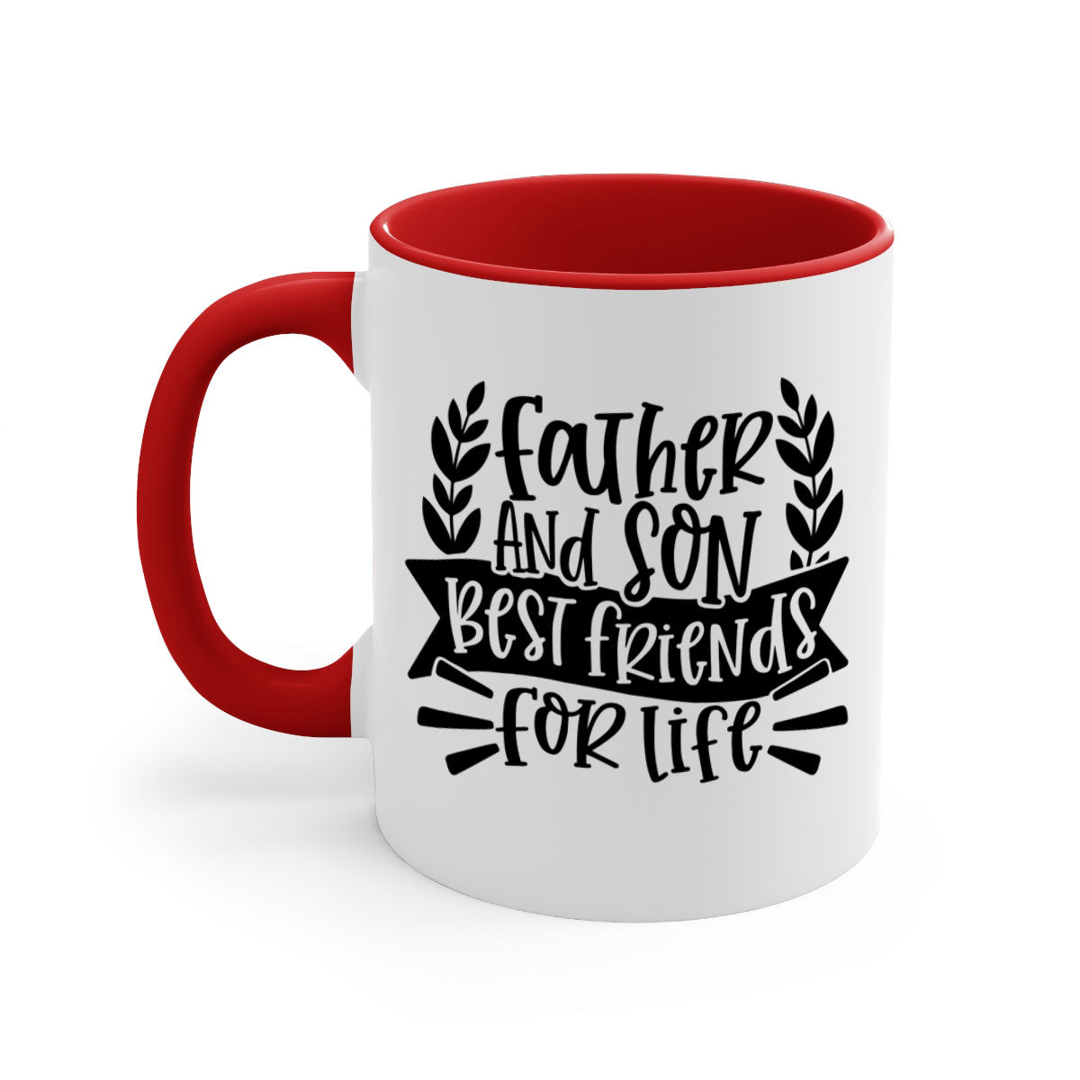 Father and Son Best Friends Mug with two-tone design and colored handle, perfect for coffee or tea.