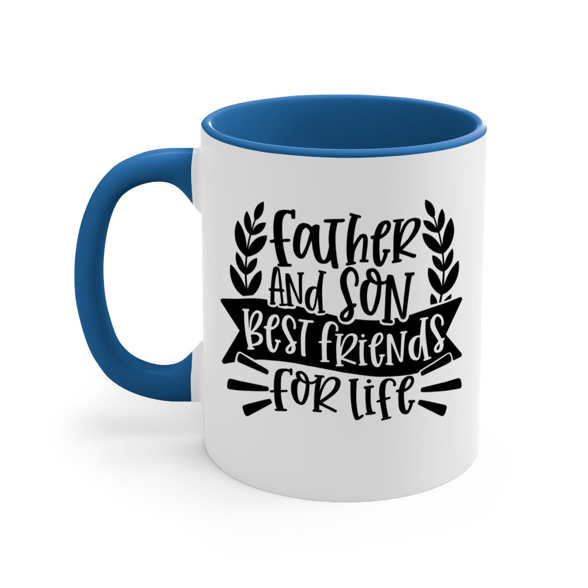 Father and Son Best Friends Mug with two-tone design and colored handle, perfect for coffee or tea.