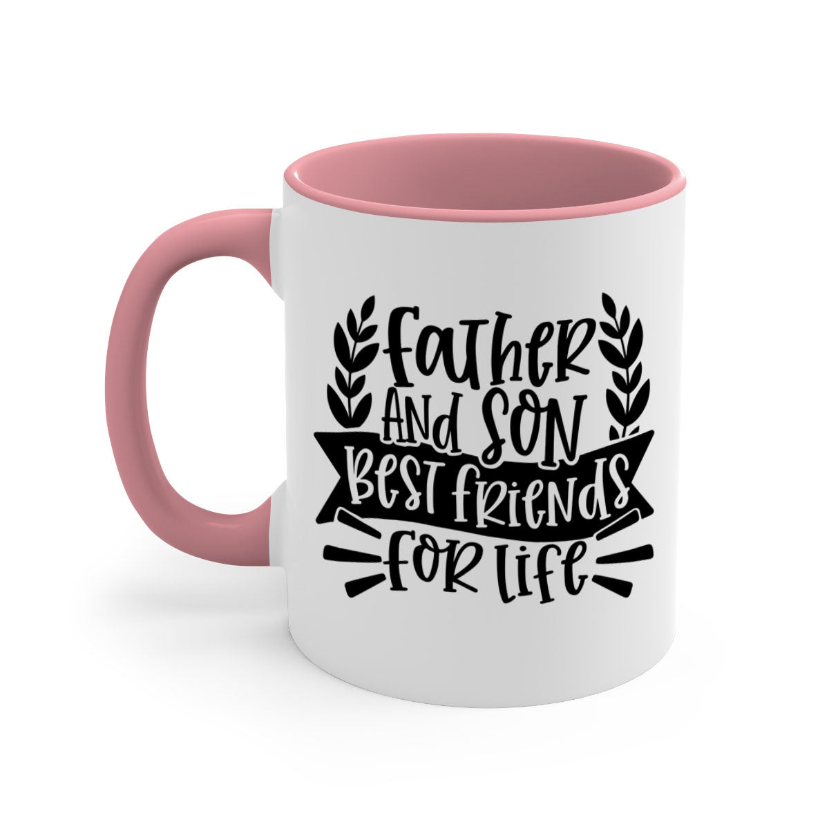 Father and Son Best Friends Mug with two-tone design and colored handle, perfect for coffee or tea.
