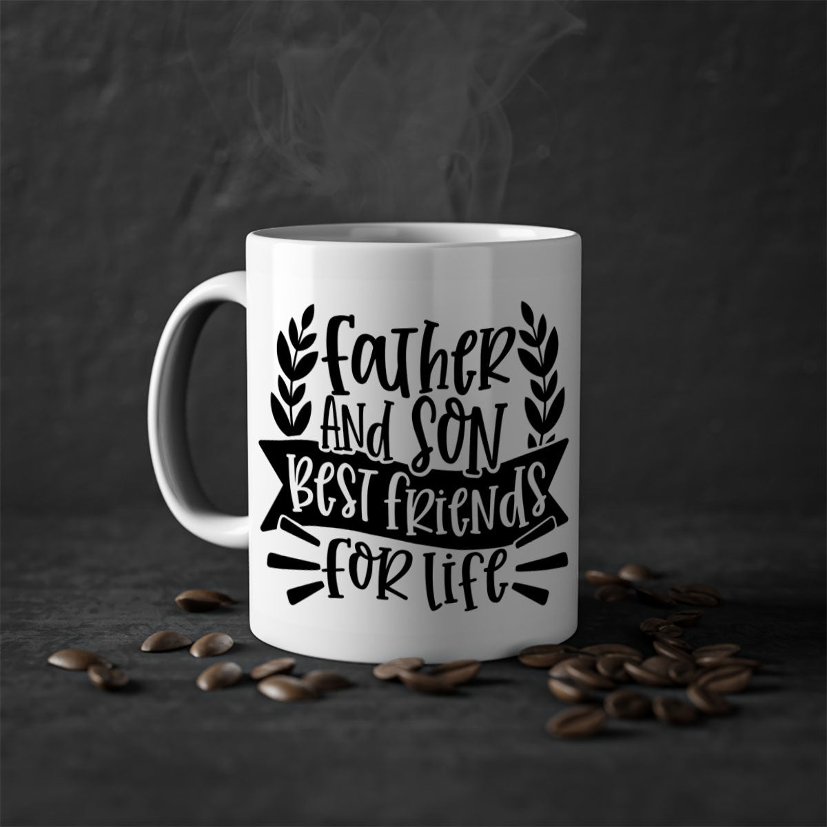 Father and Son Best Friends Mug with two-tone design and colored handle, perfect for coffee or tea.