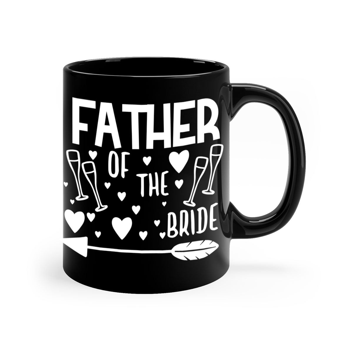 Father of the Bride mug featuring a glossy finish, colored handle, and interior, available in multiple colors and sizes.