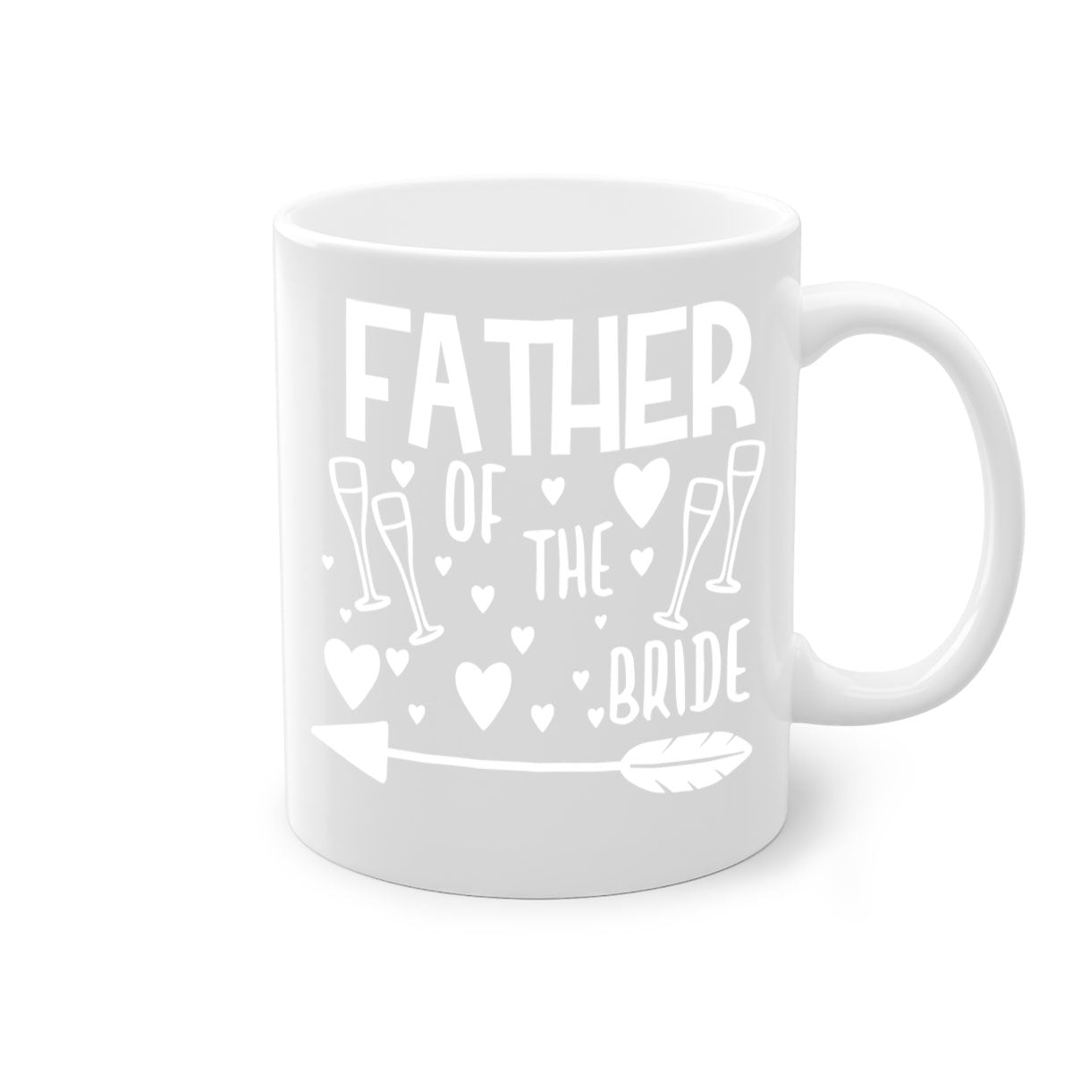 Father of the Bride mug featuring a glossy finish, colored handle, and interior, available in multiple colors and sizes.