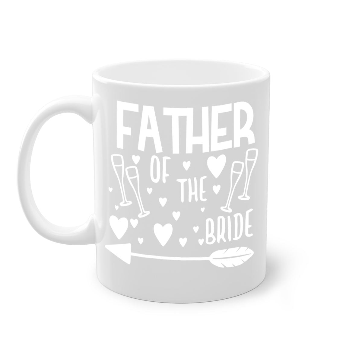 Father of the Bride mug featuring a glossy finish, colored handle, and interior, available in multiple colors and sizes.