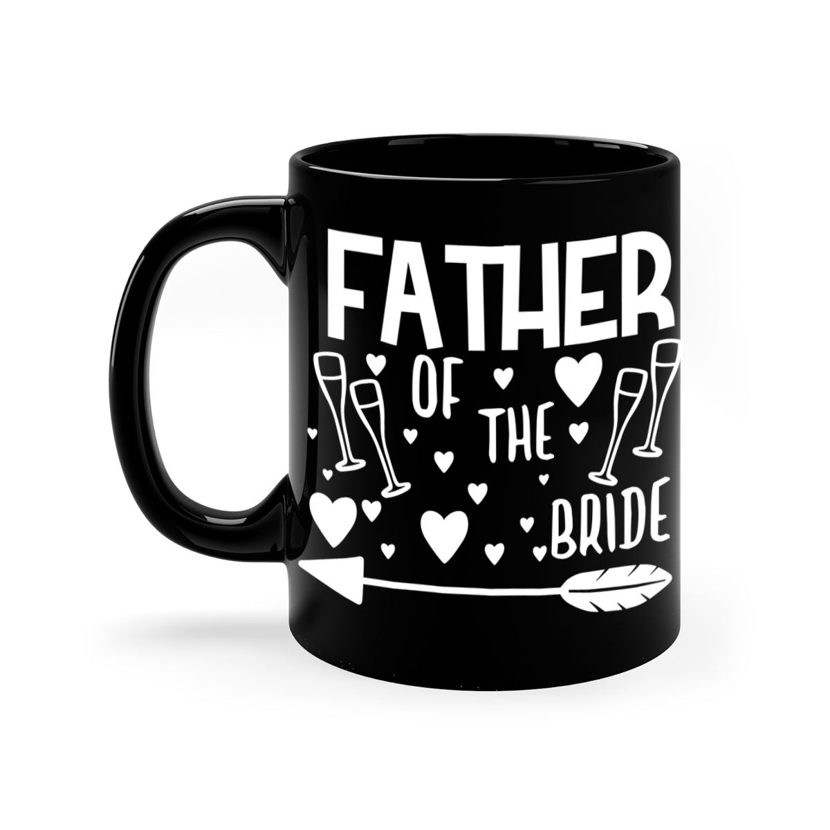 Father of the Bride mug featuring a glossy finish, colored handle, and interior, available in multiple colors and sizes.