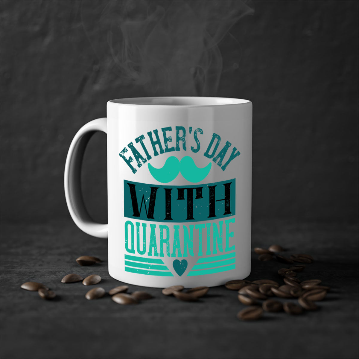 Quarantine 222# Father's Day Mug with colorful handle and glossy finish, available in two sizes.