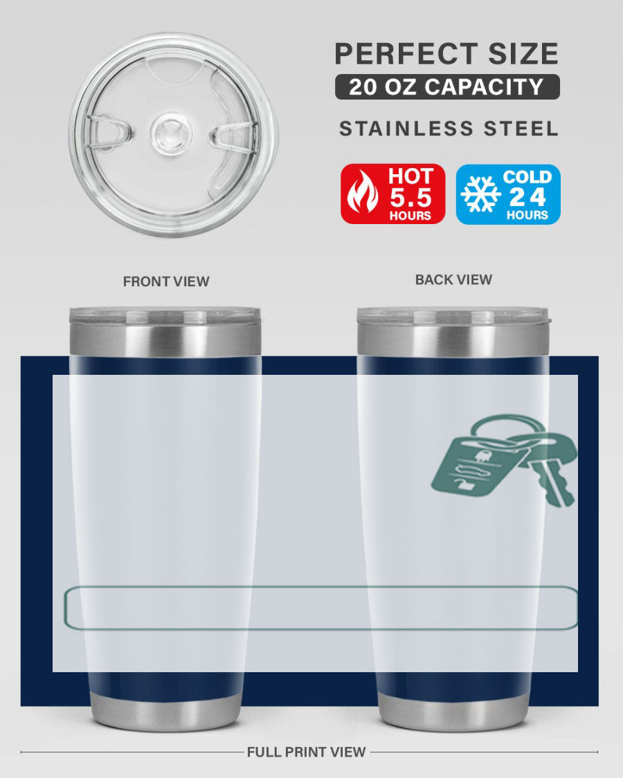 A stylish 20oz and 30oz stainless steel tumbler designed for Father's Day, featuring a double wall vacuum insulation and a drink-thru lid.