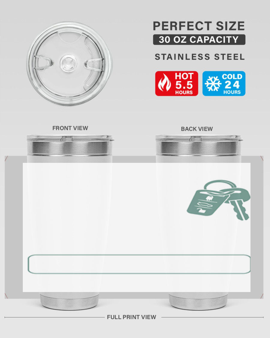 A stylish 20oz and 30oz stainless steel tumbler designed for Father's Day, featuring a double wall vacuum insulation and a drink-thru lid.