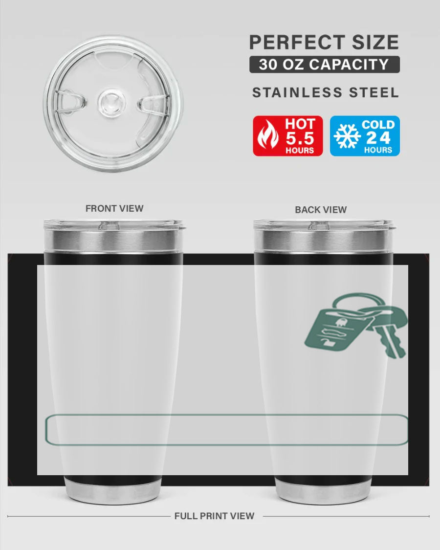 A stylish 20oz and 30oz stainless steel tumbler designed for Father's Day, featuring a double wall vacuum insulation and a drink-thru lid.