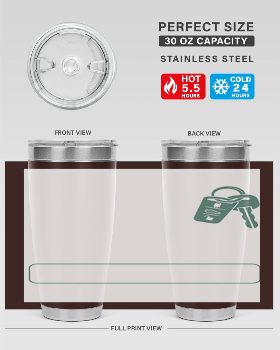 A stylish 20oz and 30oz stainless steel tumbler designed for Father's Day, featuring a double wall vacuum insulation and a drink-thru lid.