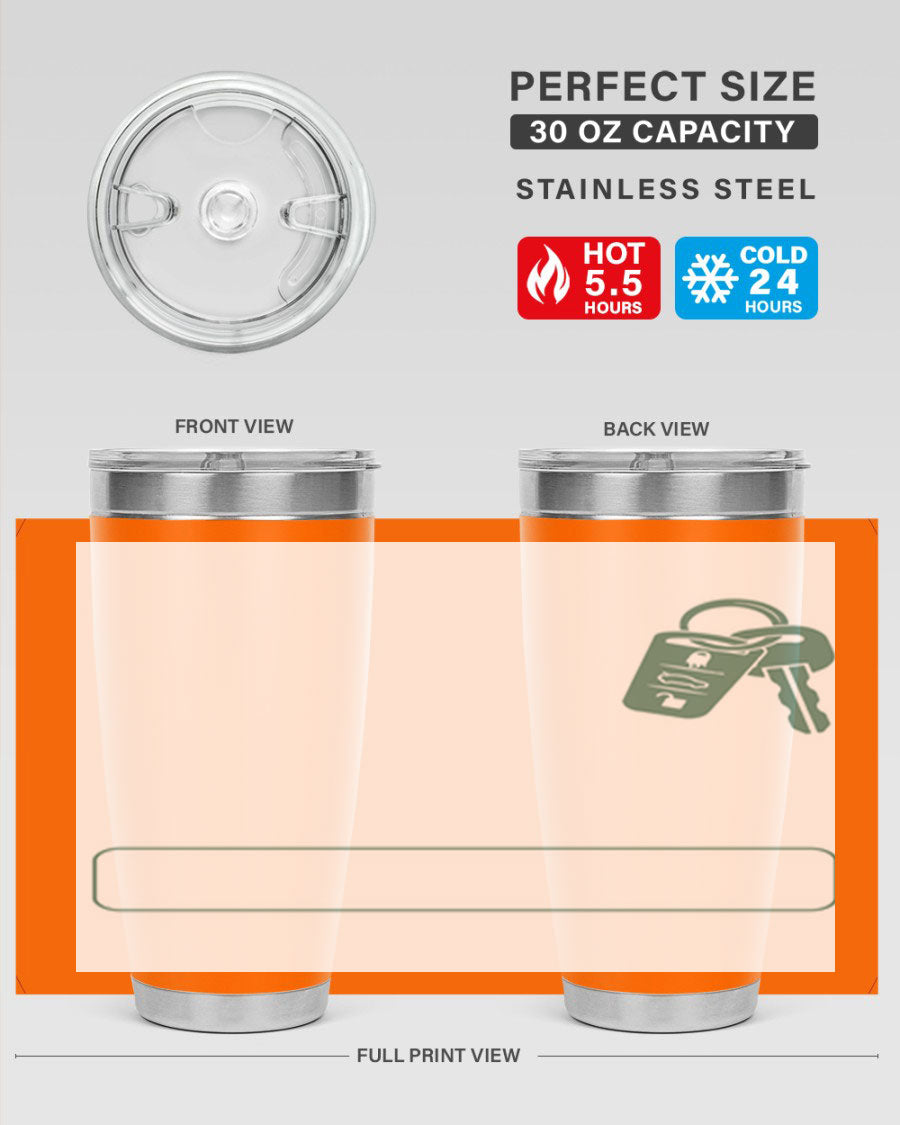 A stylish 20oz and 30oz stainless steel tumbler designed for Father's Day, featuring a double wall vacuum insulation and a drink-thru lid.