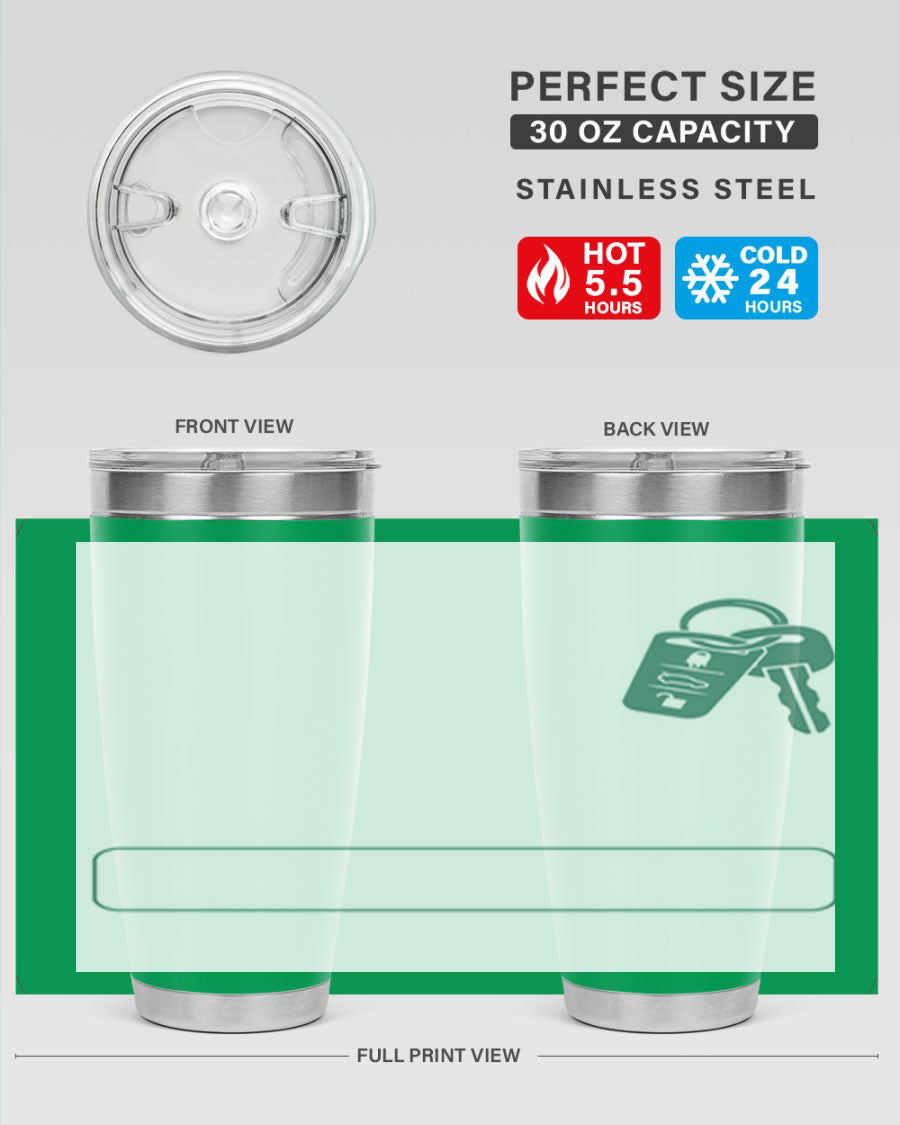 A stylish 20oz and 30oz stainless steel tumbler designed for Father's Day, featuring a double wall vacuum insulation and a drink-thru lid.