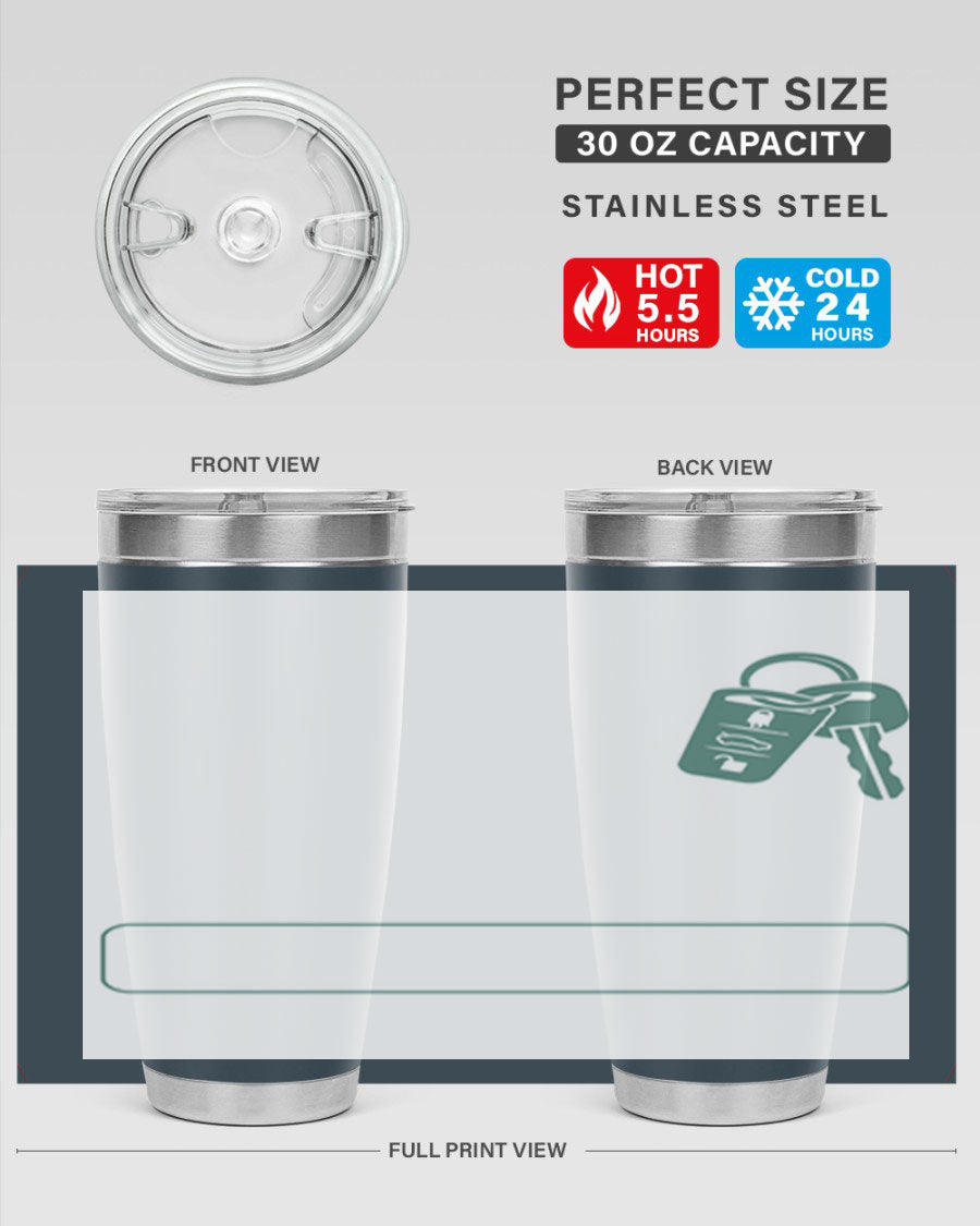 A stylish 20oz and 30oz stainless steel tumbler designed for Father's Day, featuring a double wall vacuum insulation and a drink-thru lid.