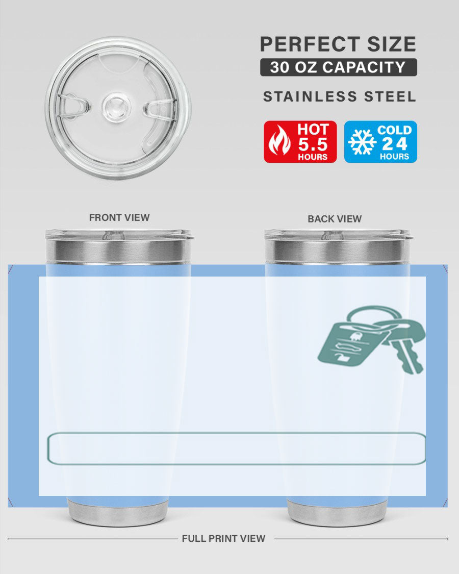 A stylish 20oz and 30oz stainless steel tumbler designed for Father's Day, featuring a double wall vacuum insulation and a drink-thru lid.