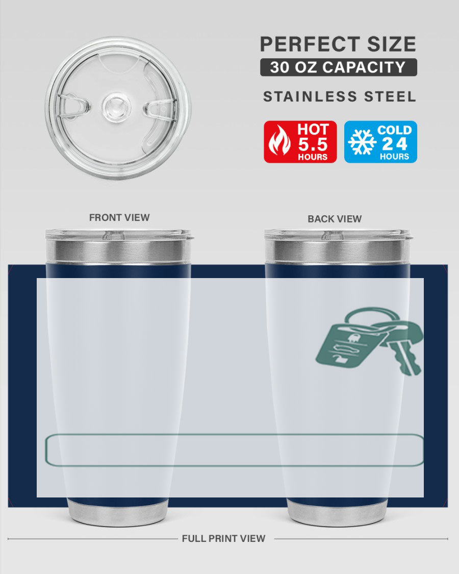 A stylish 20oz and 30oz stainless steel tumbler designed for Father's Day, featuring a double wall vacuum insulation and a drink-thru lid.