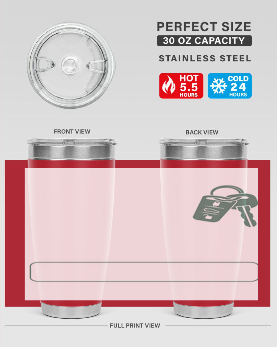 A stylish 20oz and 30oz stainless steel tumbler designed for Father's Day, featuring a double wall vacuum insulation and a drink-thru lid.