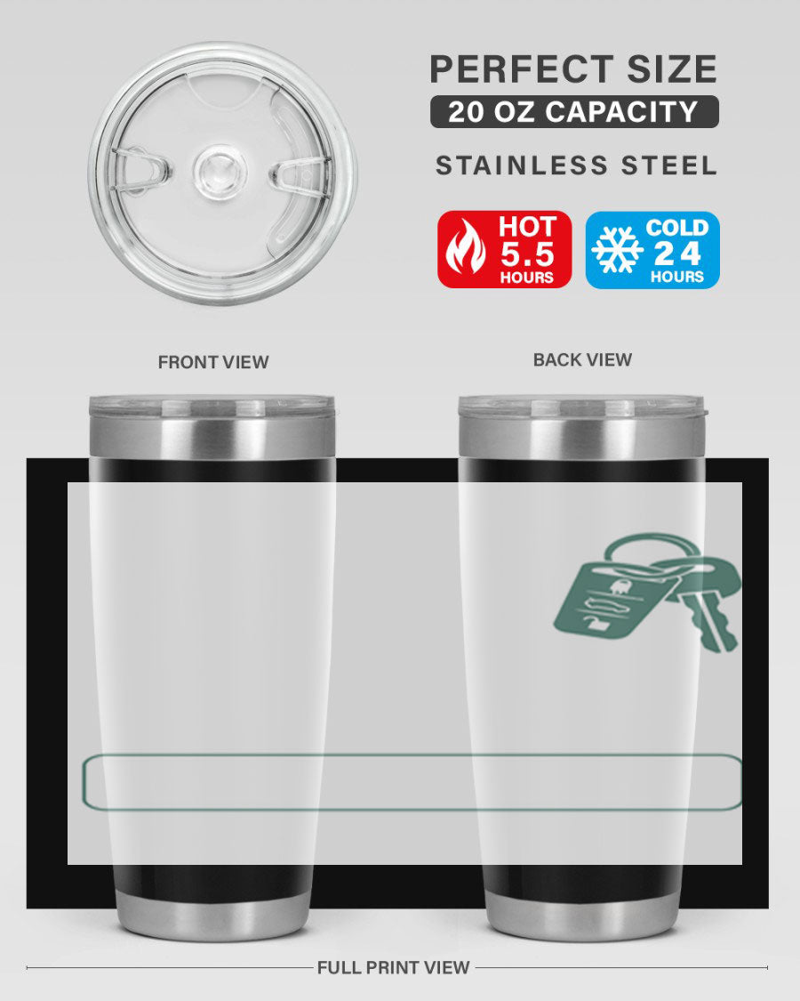 A stylish 20oz and 30oz stainless steel tumbler designed for Father's Day, featuring a double wall vacuum insulation and a drink-thru lid.