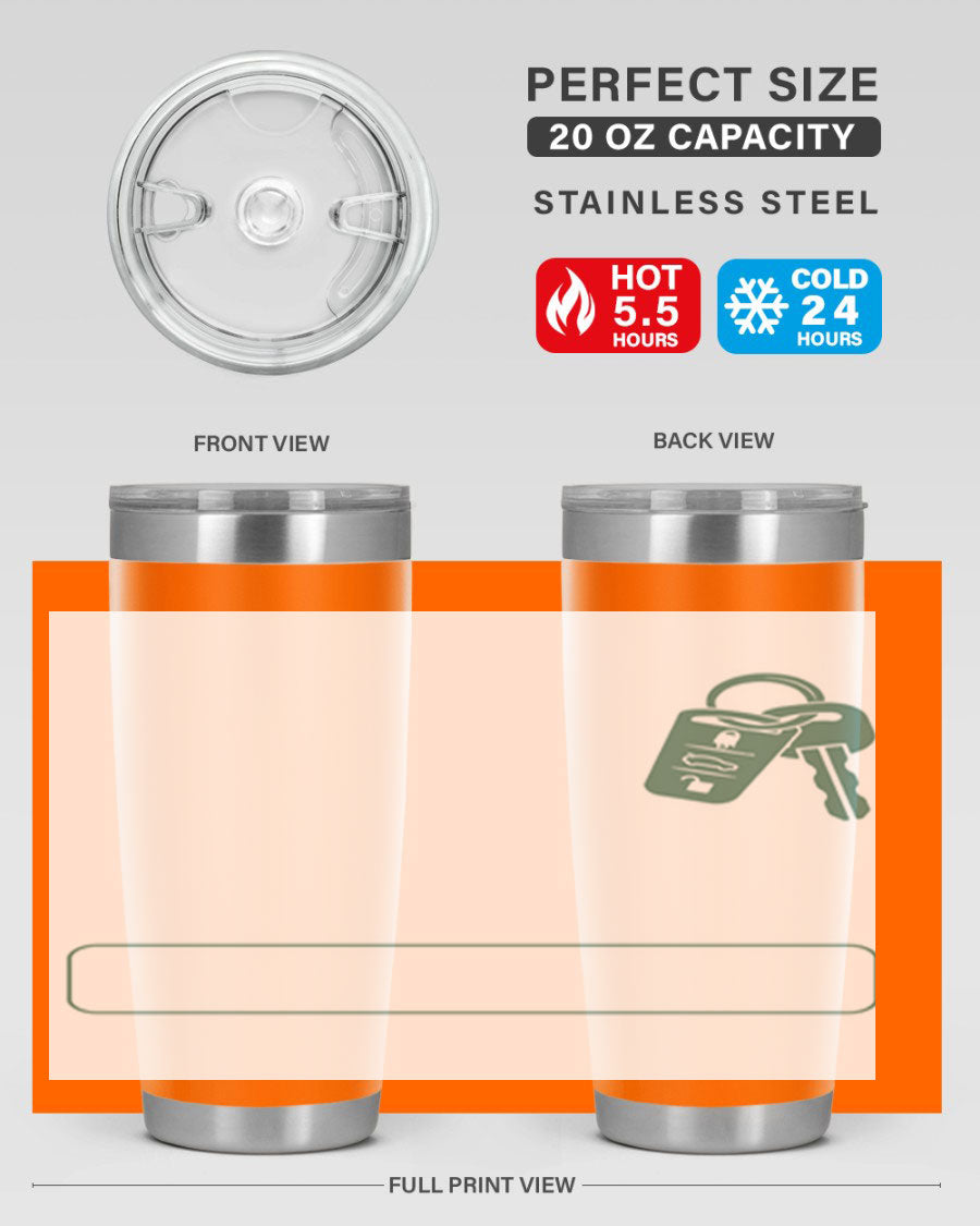 A stylish 20oz and 30oz stainless steel tumbler designed for Father's Day, featuring a double wall vacuum insulation and a drink-thru lid.