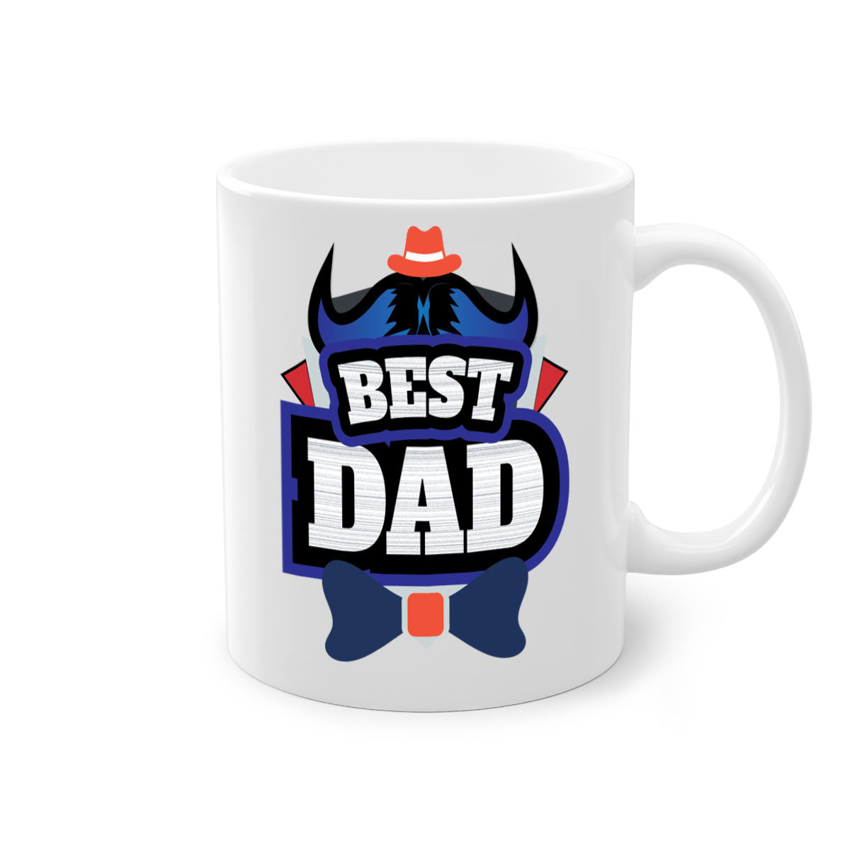 Two-tone ceramic coffee mug with colored handle and glossy finish, perfect for Father's Day gifts.