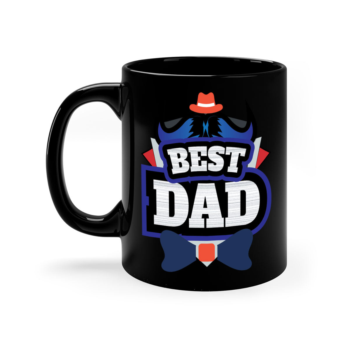 Two-tone ceramic coffee mug with colored handle and glossy finish, perfect for Father's Day gifts.
