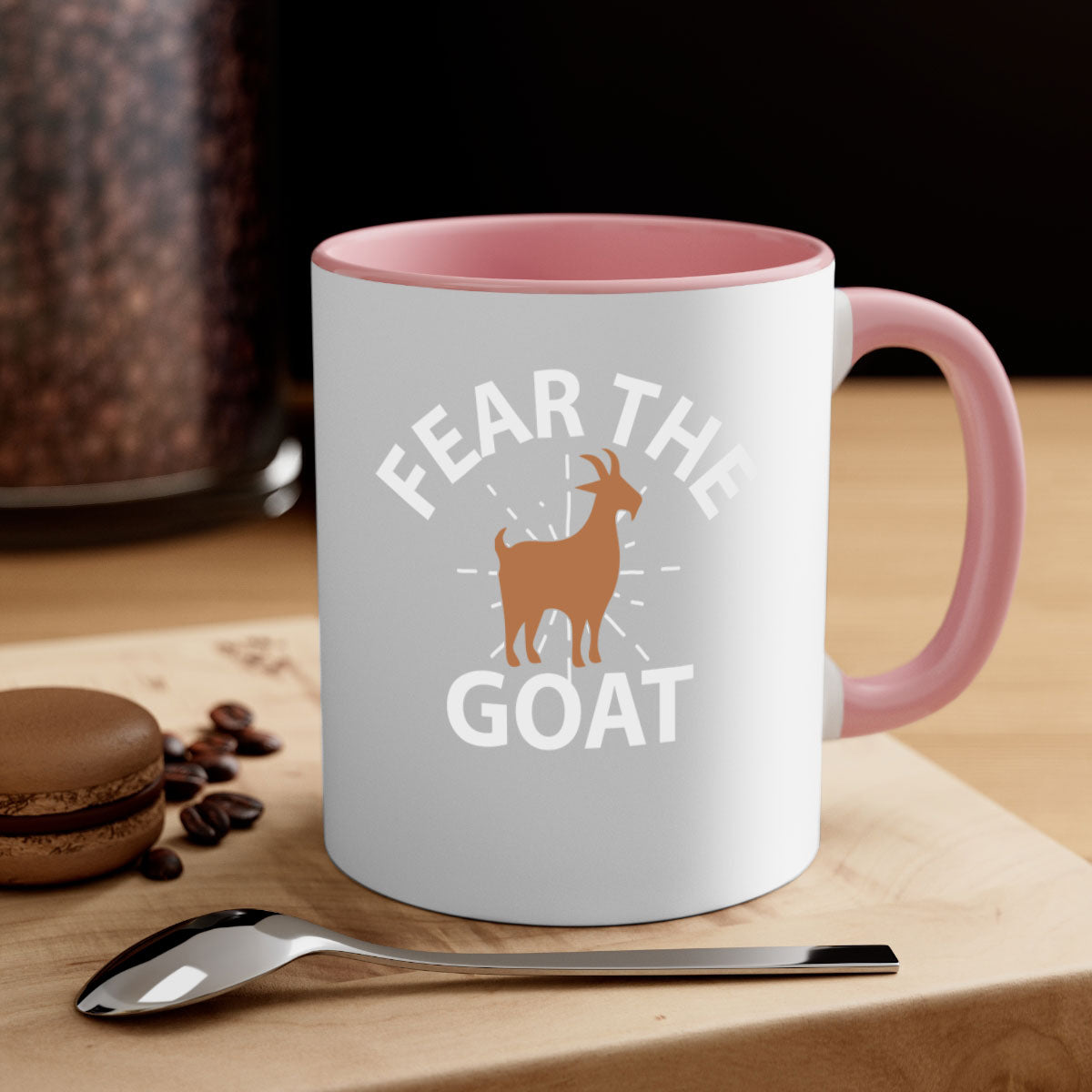 Fear the Goat Style 4# Mug featuring a two-tone design with a colored handle and glossy finish, available in multiple colors.