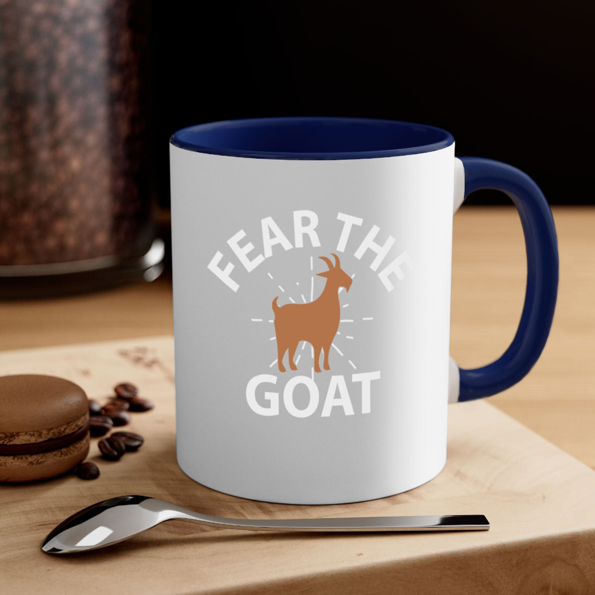 Fear the Goat Style 4# Mug featuring a two-tone design with a colored handle and glossy finish, available in multiple colors.