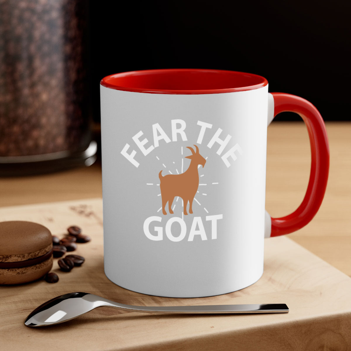 Fear the Goat Style 4# Mug featuring a two-tone design with a colored handle and glossy finish, available in multiple colors.