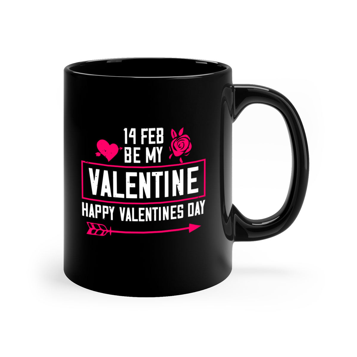 feb bemy valentine mug with colorful handle and glossy finish, perfect for Valentine's Day.