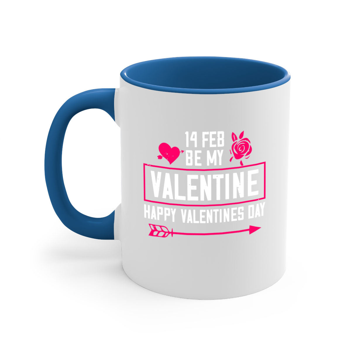 feb bemy valentine mug with colorful handle and glossy finish, perfect for Valentine's Day.