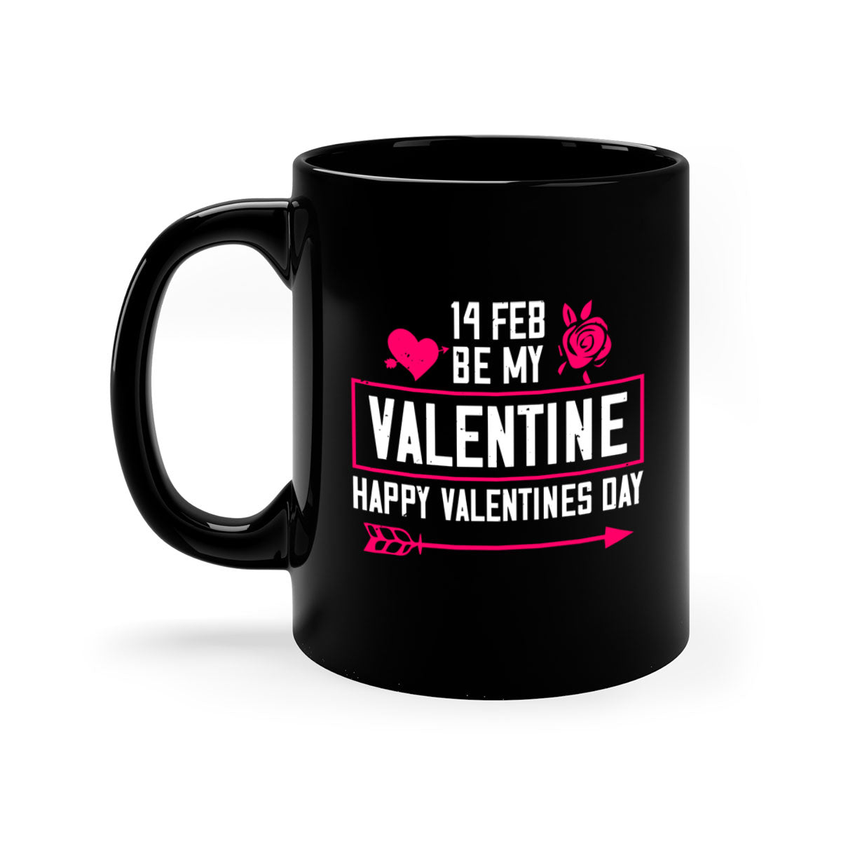 feb bemy valentine mug with colorful handle and glossy finish, perfect for Valentine's Day.