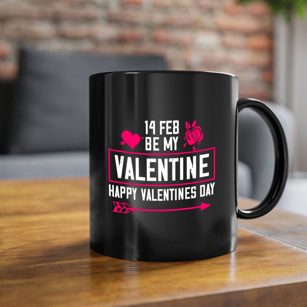 feb bemy valentine mug with colorful handle and glossy finish, perfect for Valentine's Day.