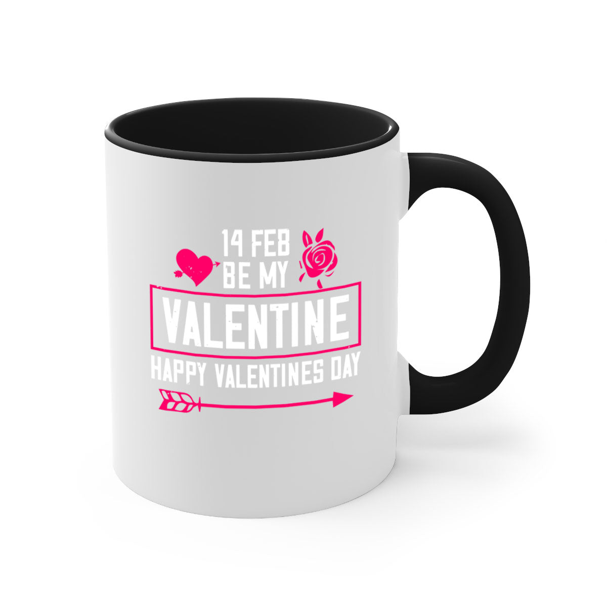 feb bemy valentine mug with colorful handle and glossy finish, perfect for Valentine's Day.