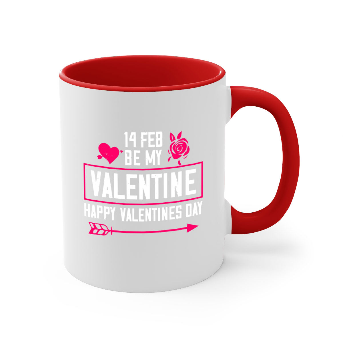 feb bemy valentine mug with colorful handle and glossy finish, perfect for Valentine's Day.