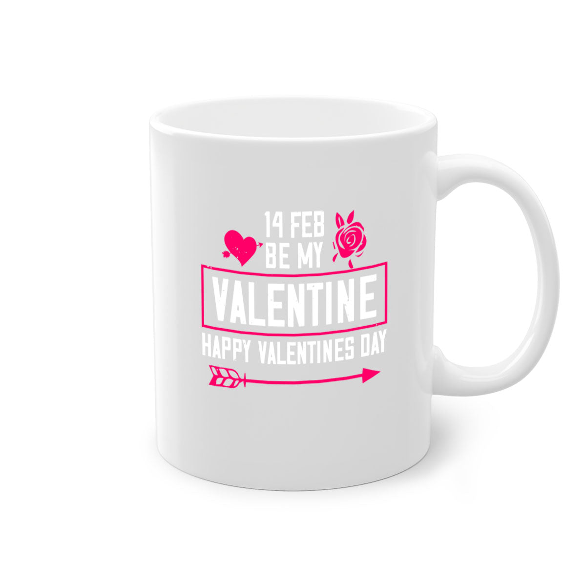 feb bemy valentine mug with colorful handle and glossy finish, perfect for Valentine's Day.