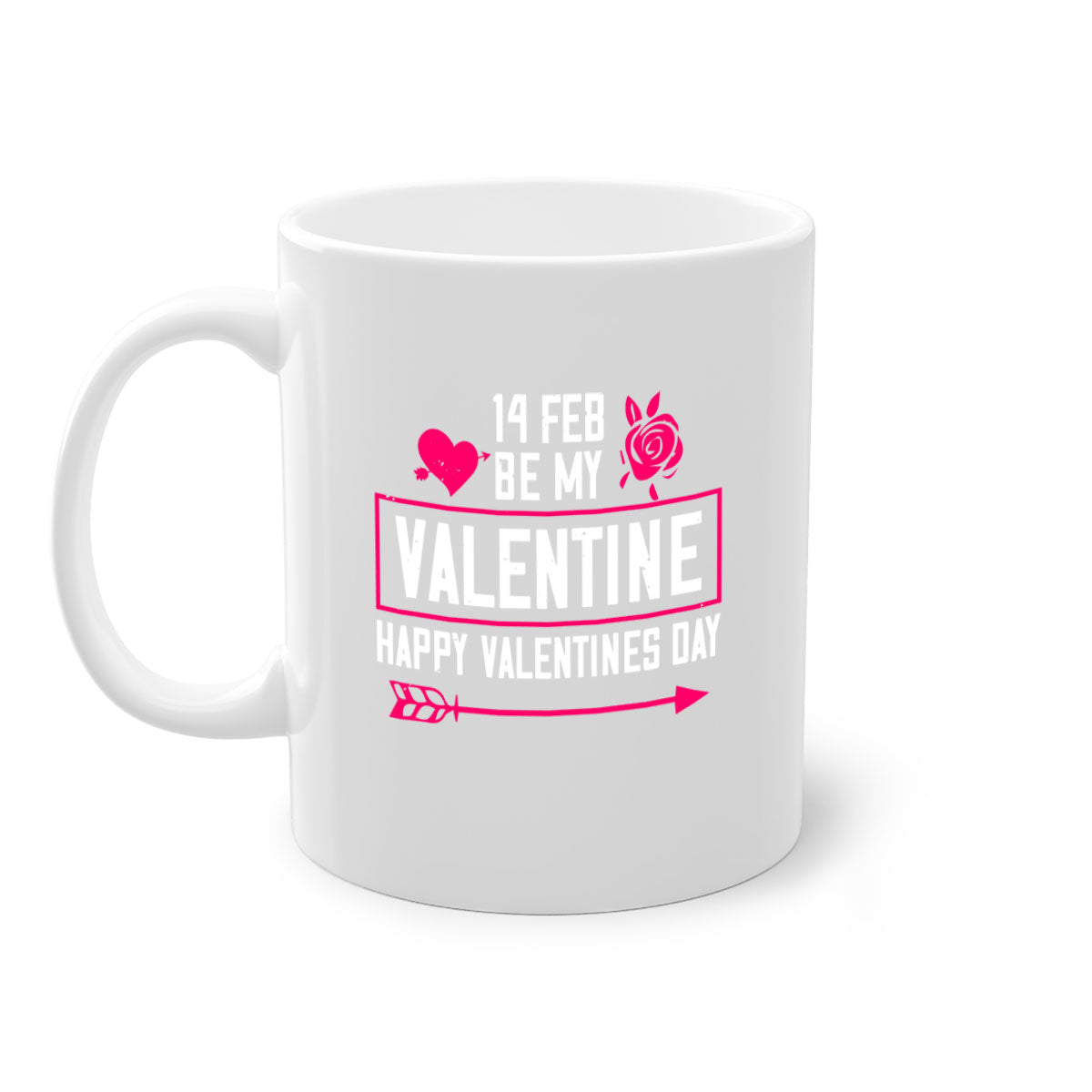 feb bemy valentine mug with colorful handle and glossy finish, perfect for Valentine's Day.