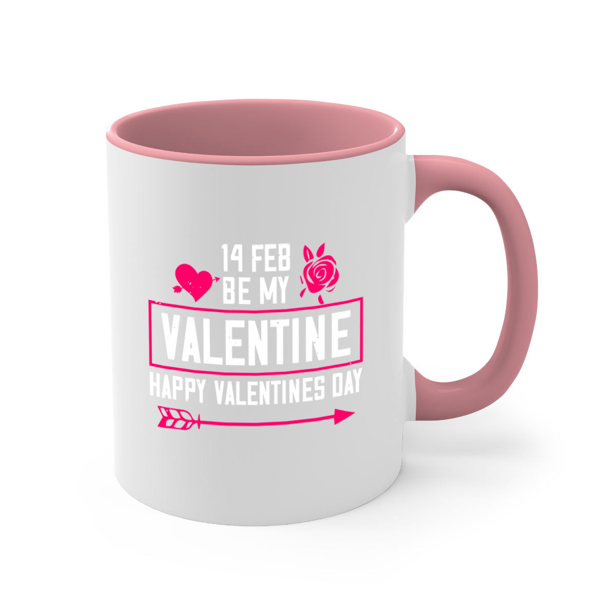 feb bemy valentine mug with colorful handle and glossy finish, perfect for Valentine's Day.