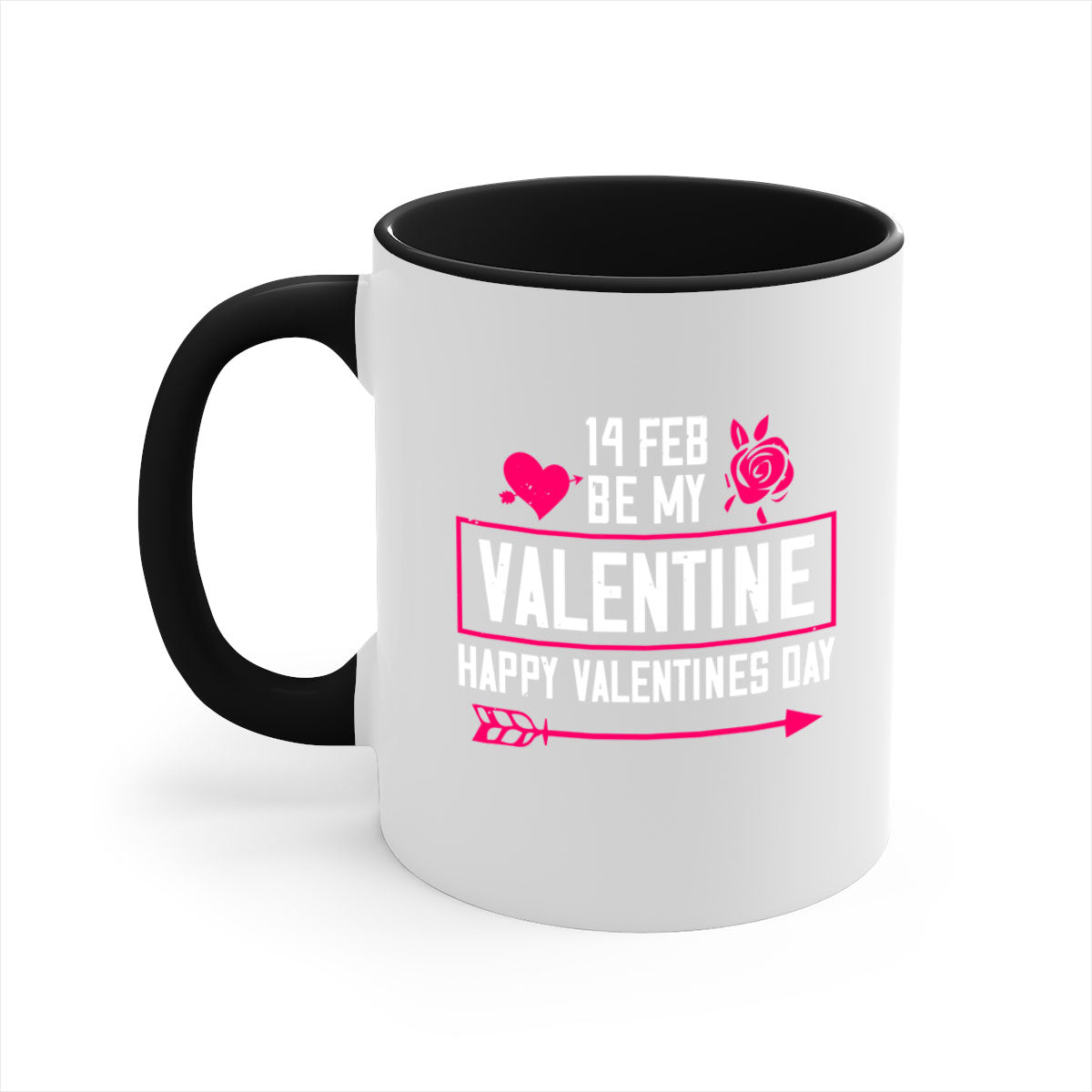 feb bemy valentine mug with colorful handle and glossy finish, perfect for Valentine's Day.