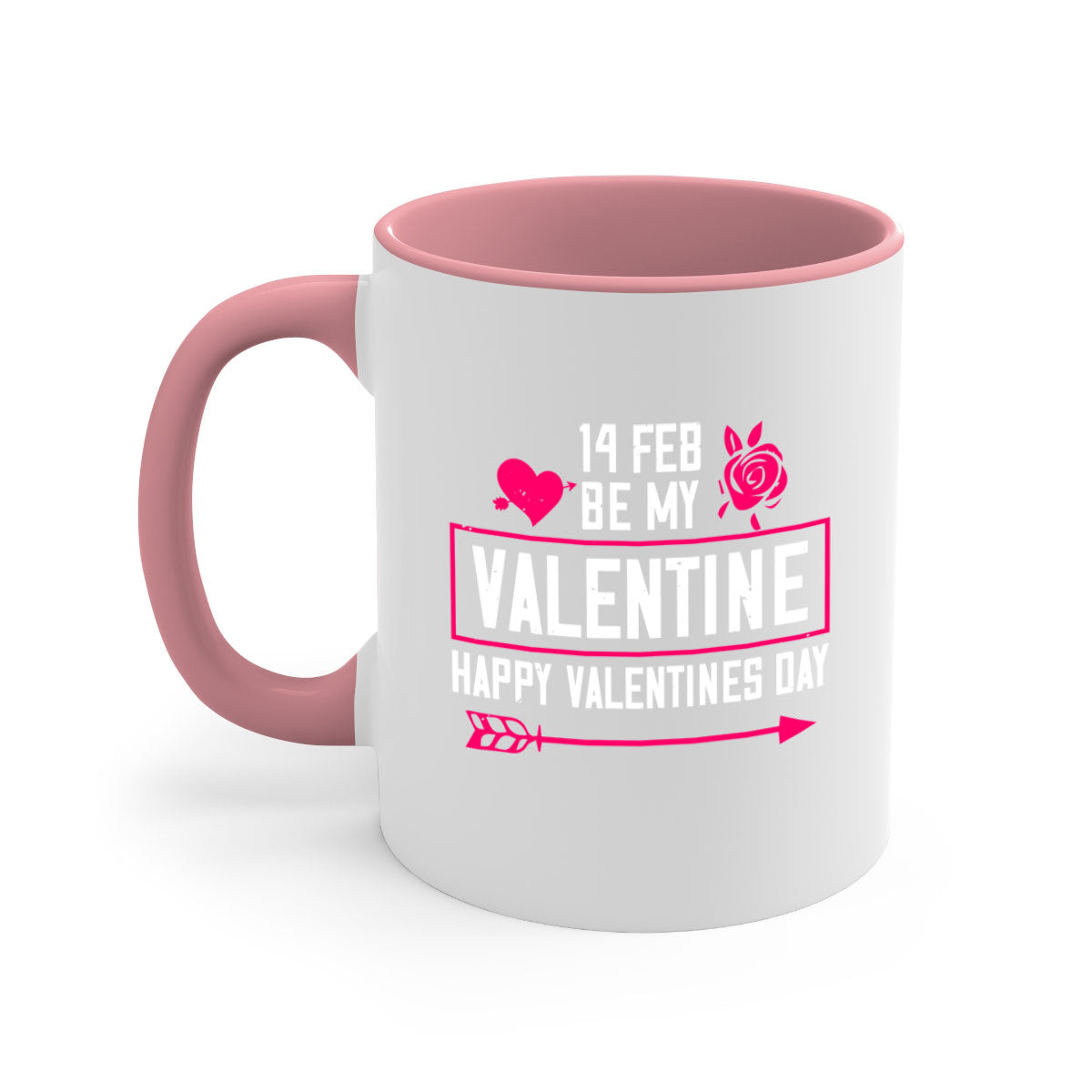 feb bemy valentine mug with colorful handle and glossy finish, perfect for Valentine's Day.
