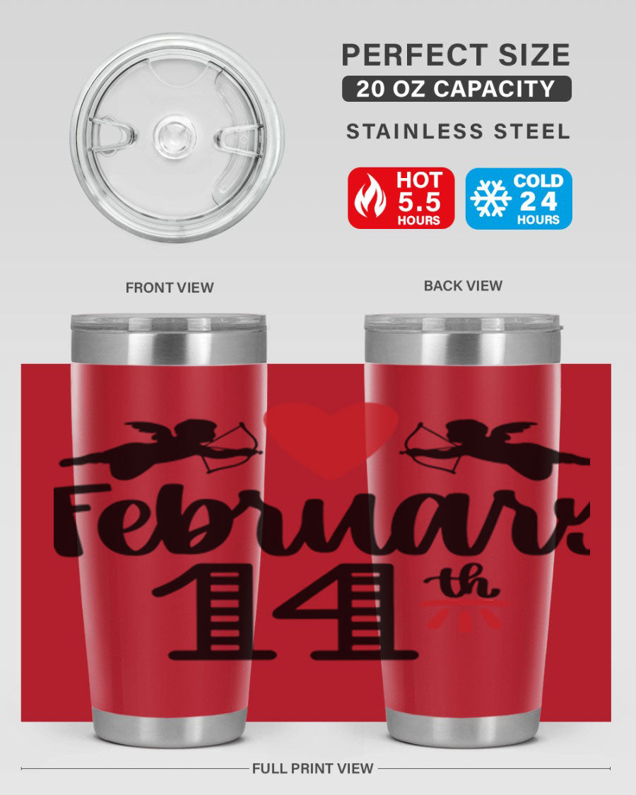 A stylish 20oz and 30oz stainless steel tumbler with a press-in lid, perfect for Valentine's Day drinks.